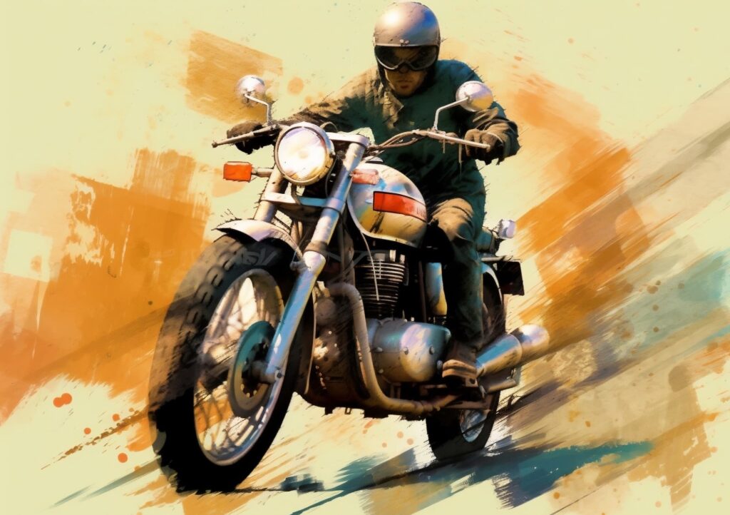 graphic illustration of motorcycle taken on test ride