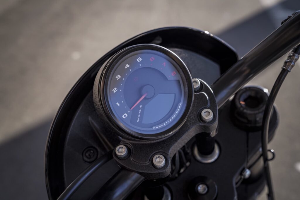 Harley-Davidson Low Rider Buyer’s Guide and Model History 12 Handlebar-mounted analogue and digital gauge on 2022 Harley-Davidson Low Rider S