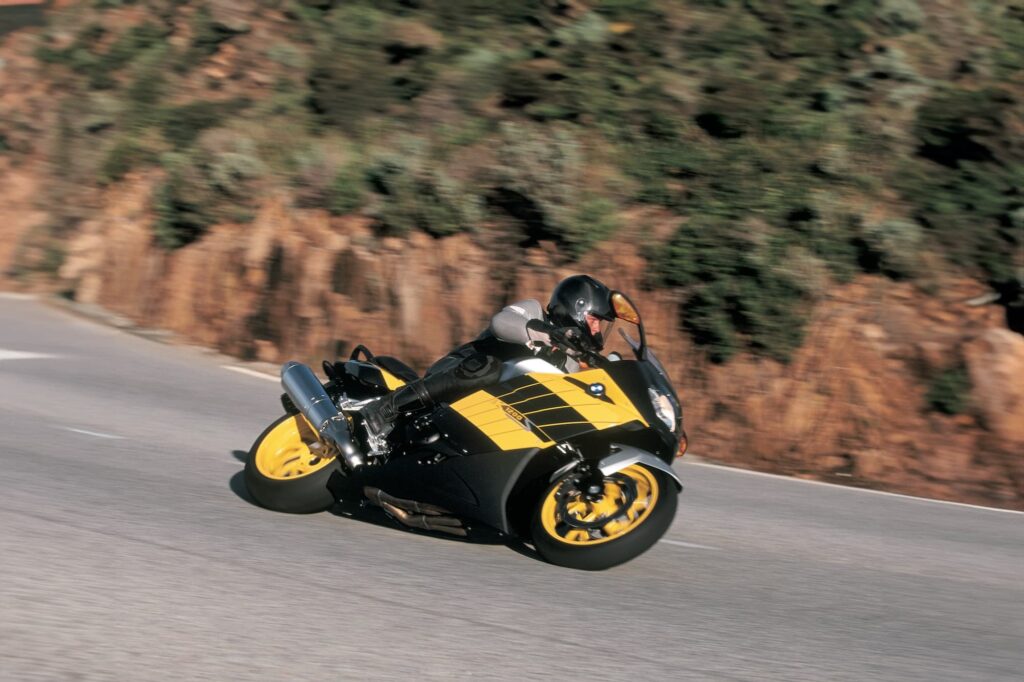 BMW K 1200 S Yellow Black Action - Sport Touring from the 90s and 2000s