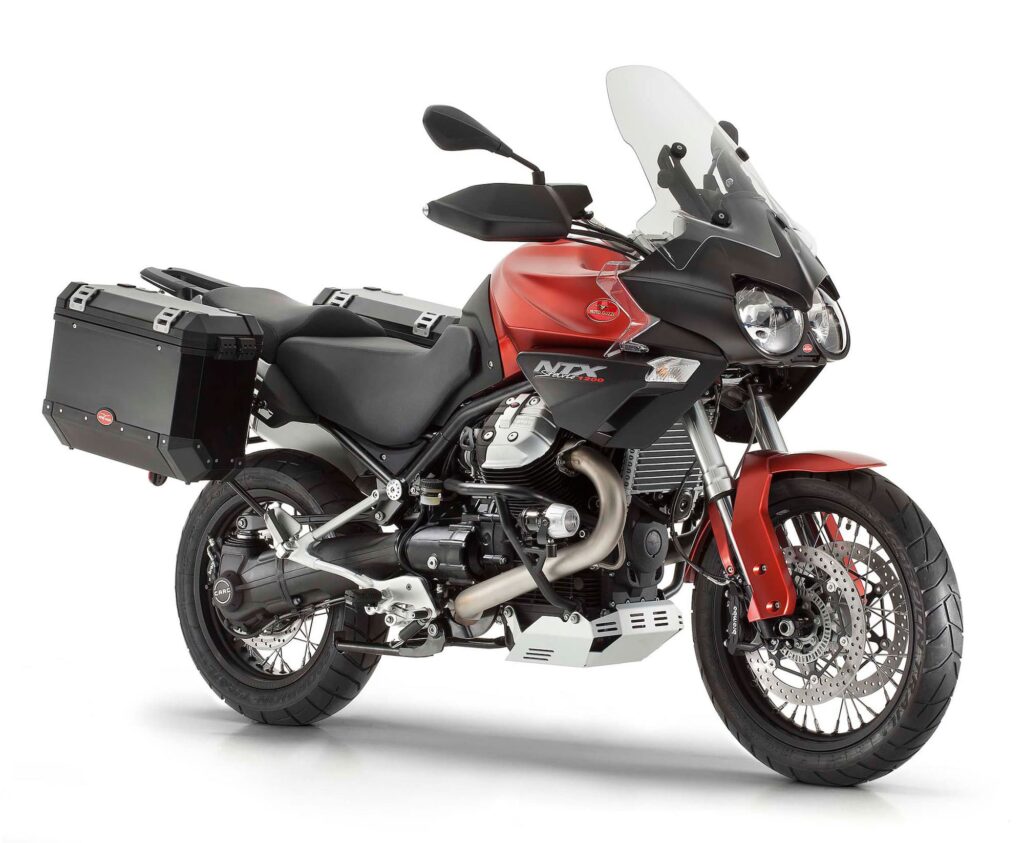 Moto Guzzi Stelvio 1200 8V NTX red diagonal studio