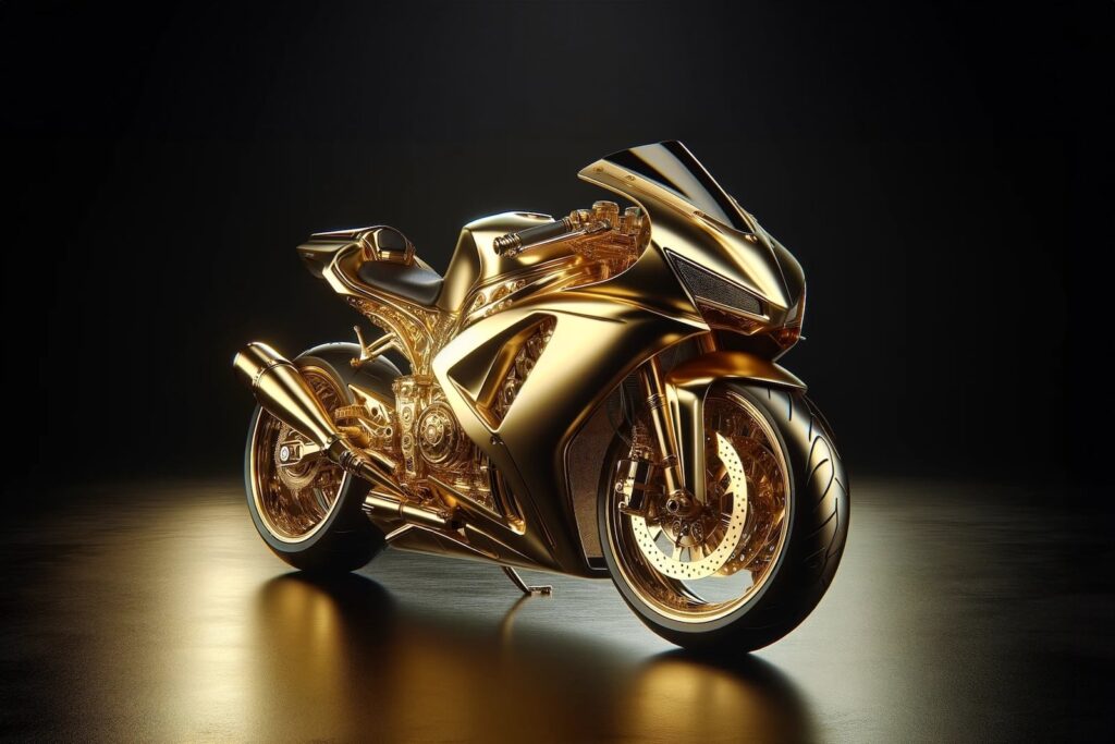 solid gold motorcycle to represent investment in motorcycles