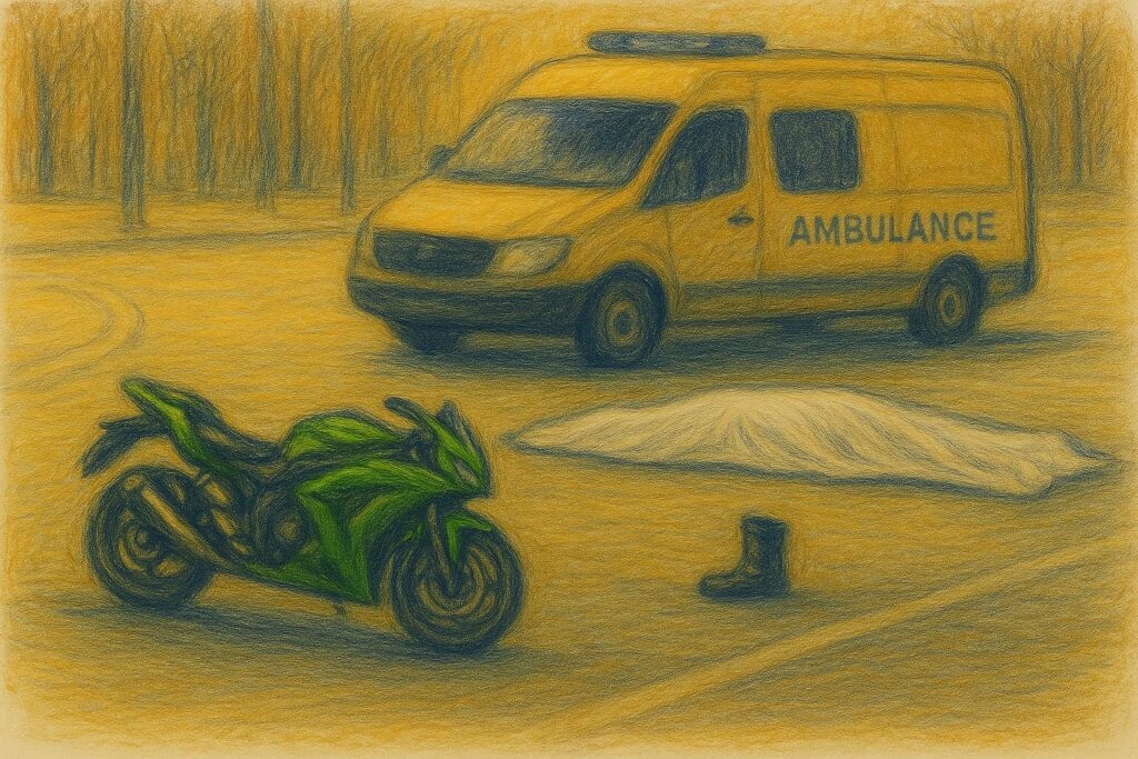 Scene of the accident. Artist's impression, AI-generated, as I remember it