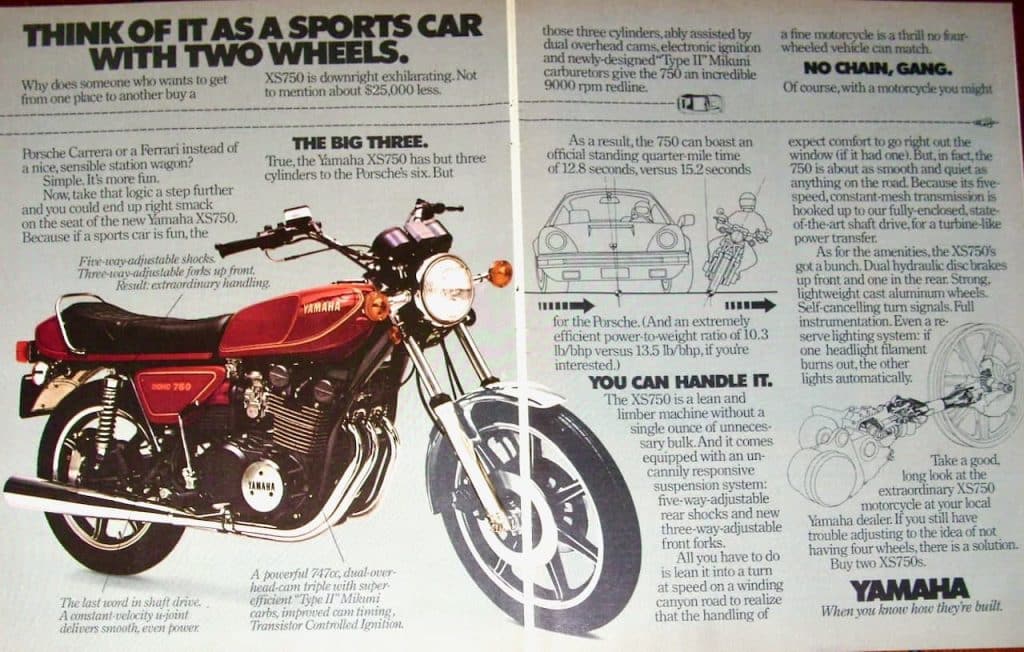 All About the Yamaha CP3 Motor — History, Technology, Models 2 Original Yamaha XS750 Ad