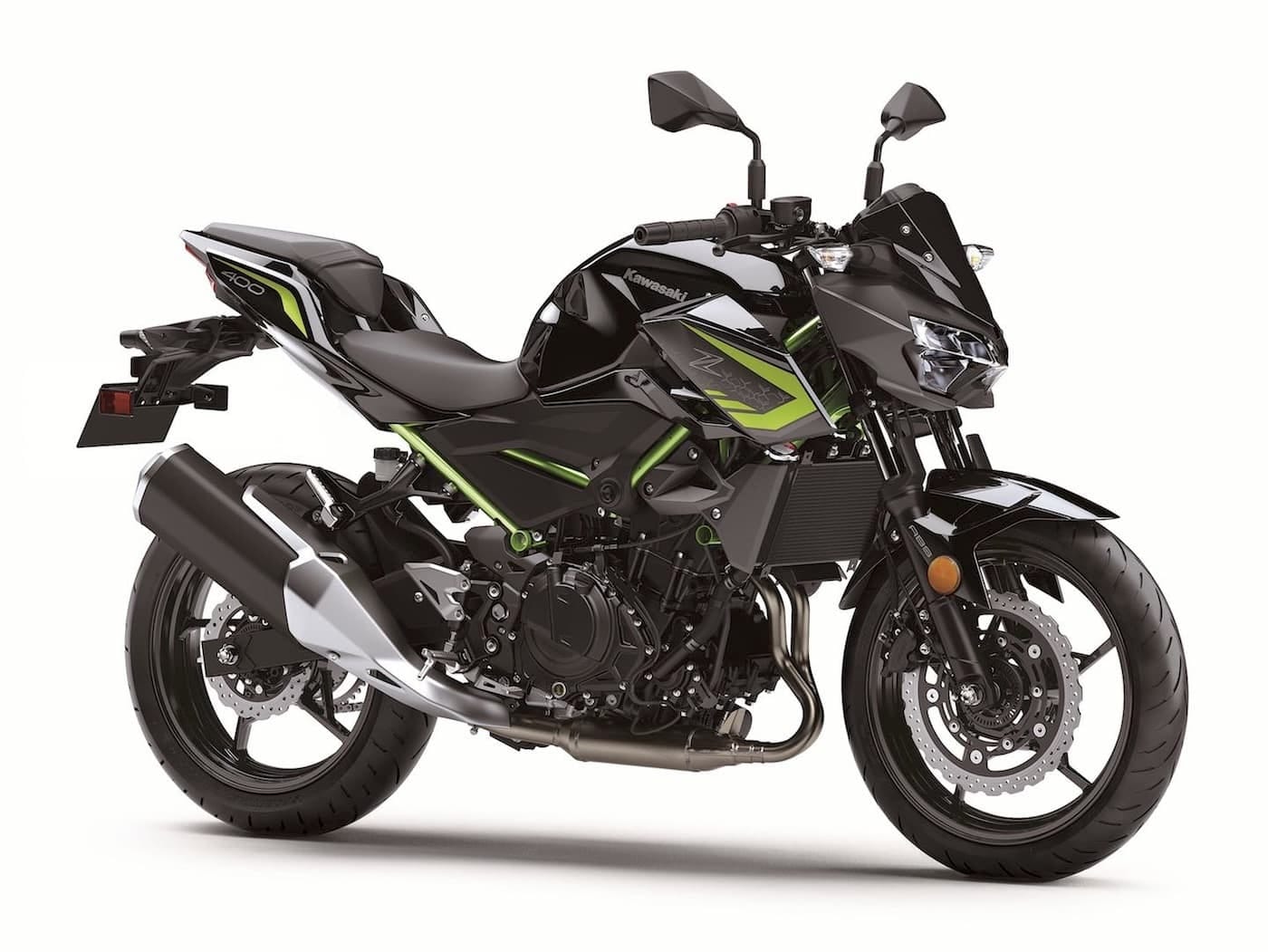 Kawasaki Ninja 300, 400, Ninja 500, Z300, Z400, and Z500 — Complete Buyer’s Guide 11 Black and green 2020 Kawasaki Z400 viewed from the right front