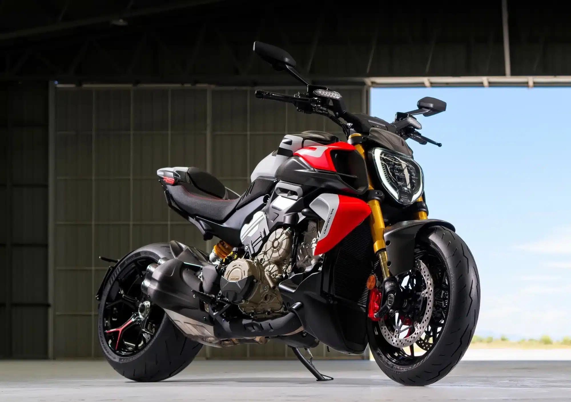 All the V4 Motorcycles You Can Buy New or Used (2026) 1 2026 Ducati Diavel V4 RS, right-front three-quarter view