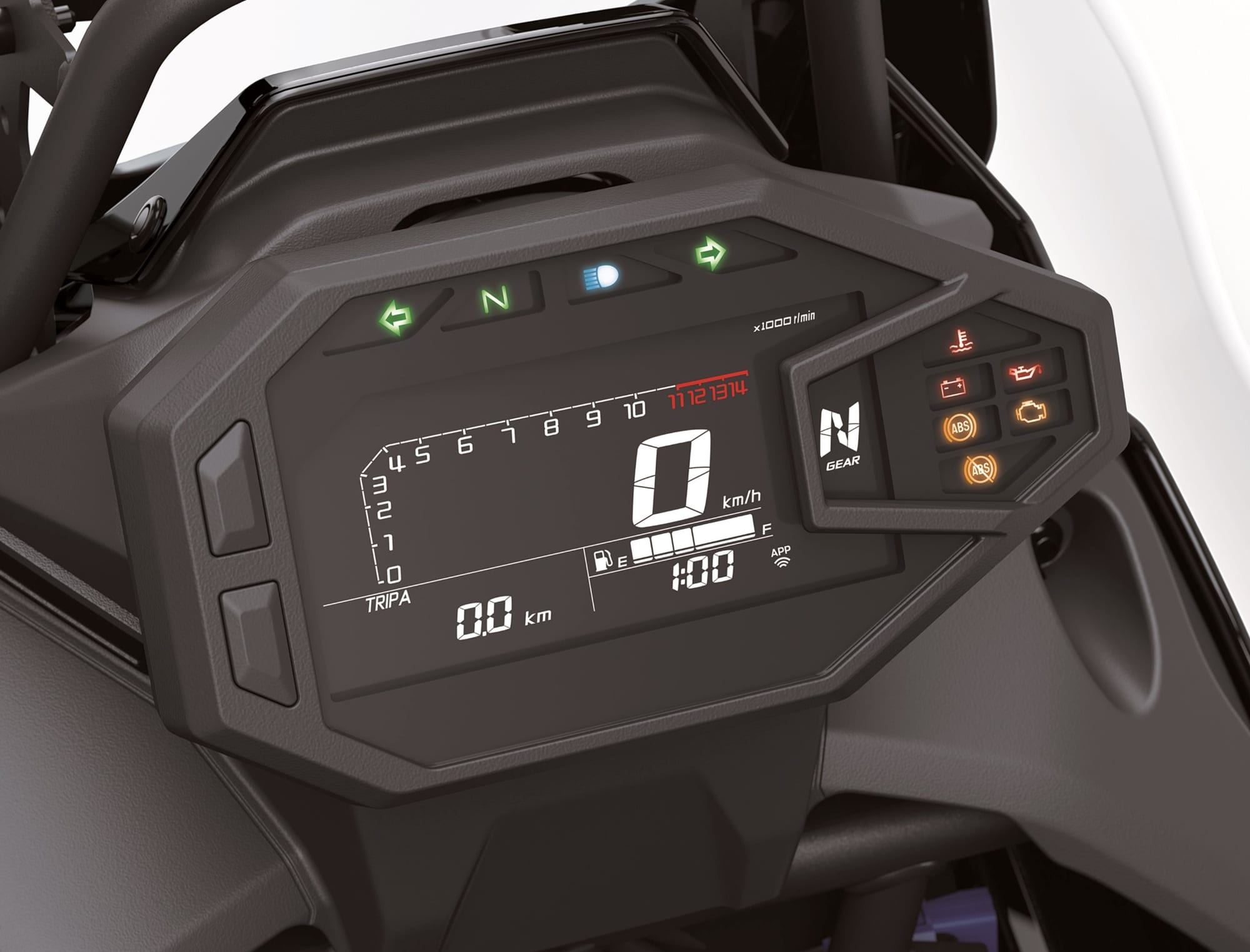 2026 Kawasaki KLE500 Review — Old Name, Better Timing 18 2026 Kawasaki KLE500 standard model LCD instrument panel with gear indicator and ABS warning lights