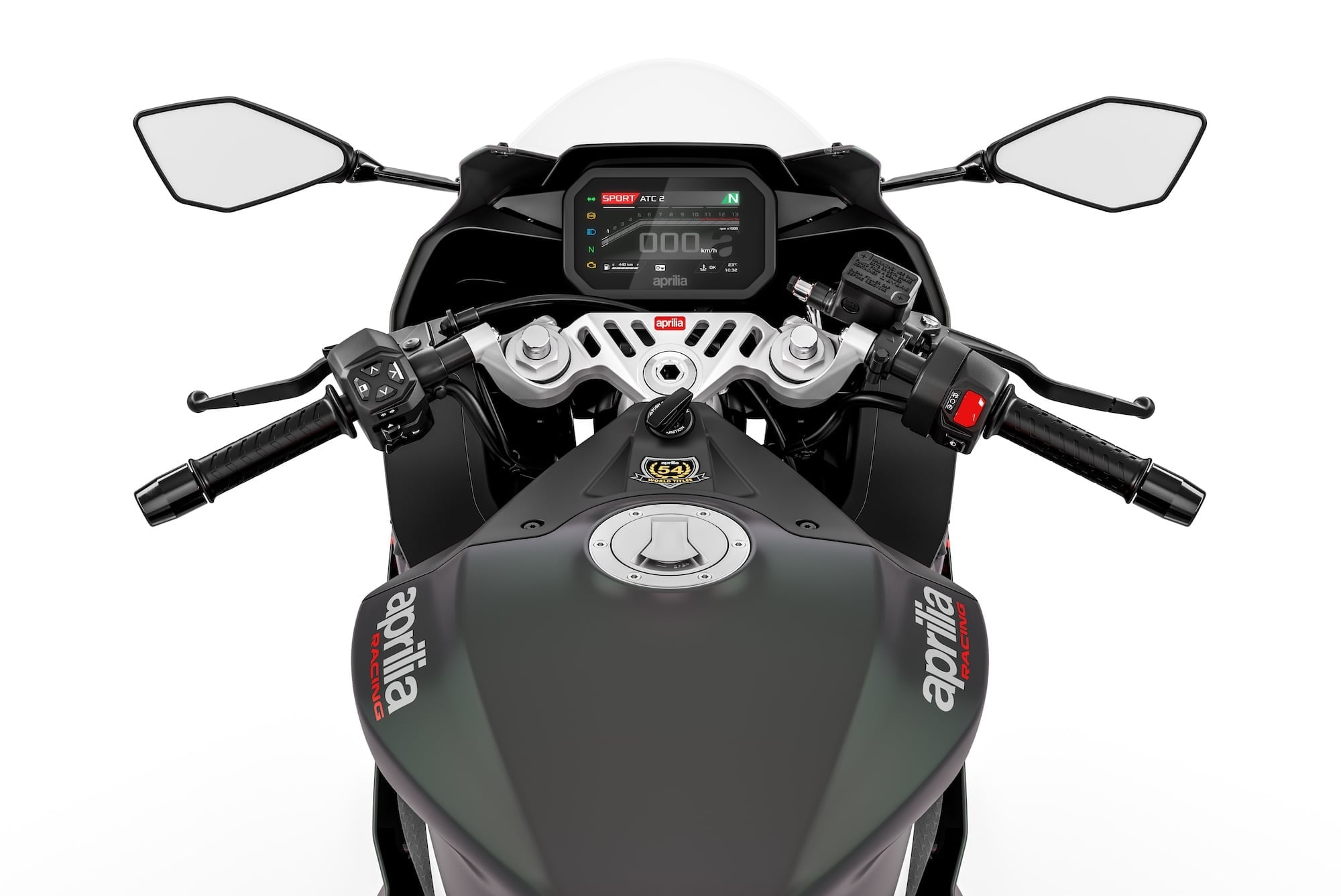 Aprilia RS 457 — More than the Sum of its Parts 5 Aprilia RS 457 five-inch TFT instrument cluster and controls