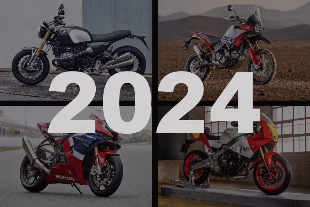 Best-Looking Motorcycles of 2024 — My Personal Favourites 1 Best-looking motorcycles of 2024 cover featuring the BMW R 12 nineT, Ducati DesertX Rally, Honda CBR1000RR-R Fireblade SP, and Yamaha XSR900 GP