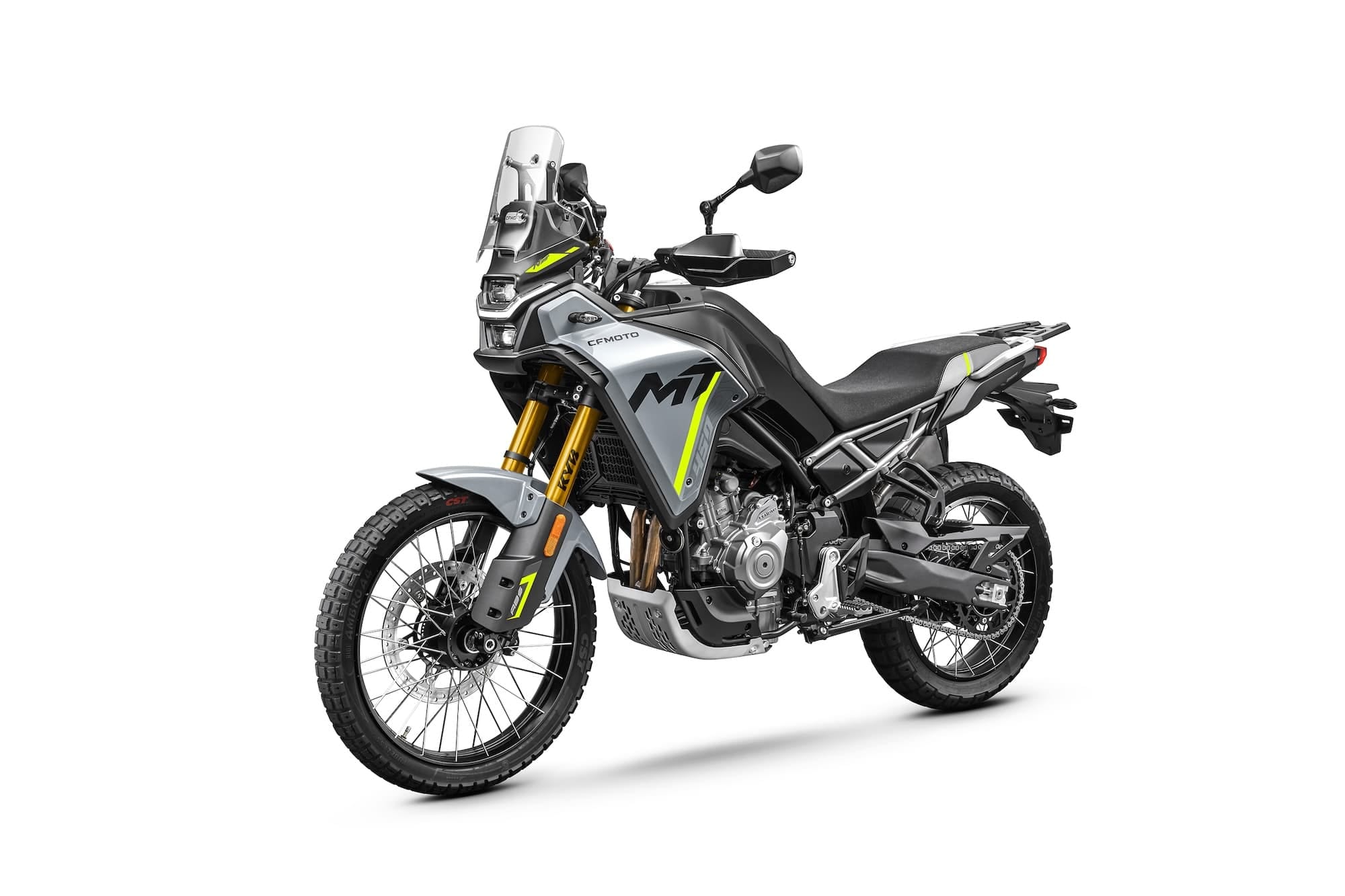 CFMOTO 450MT Review — Popular for a Reason 3 CFMOTO 450MT in Tundra Grey from the left front three-quarter view