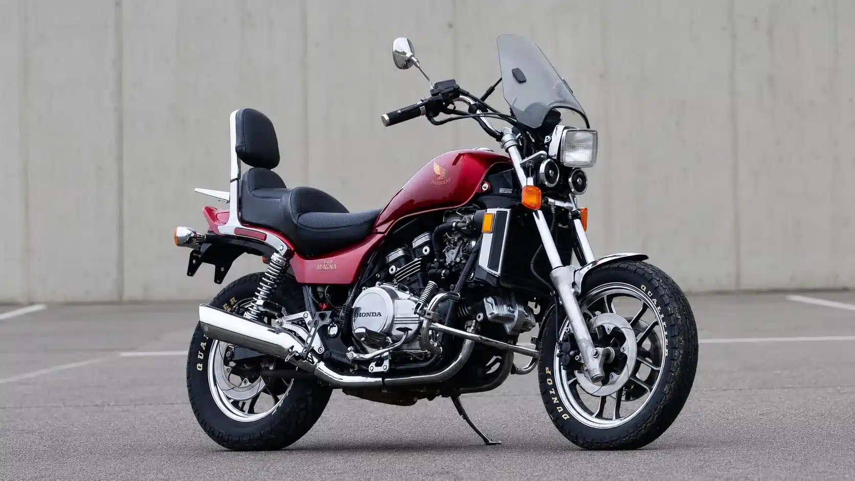 All the V4 Motorcycles You Can Buy New or Used (2026) 24 Honda V65 Magna V4 cruiser in burgundy, right-front view