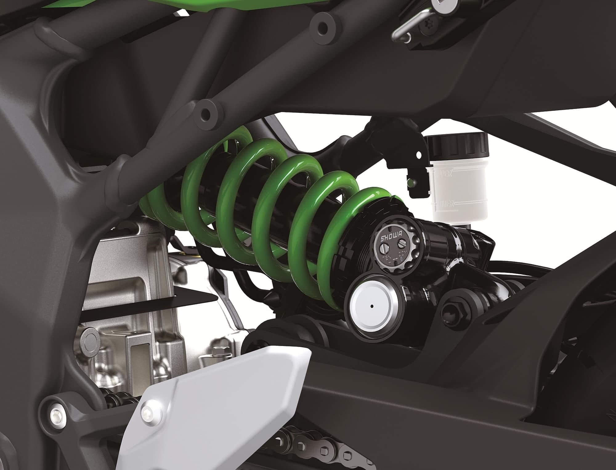 Kawasaki Ninja ZX-4R / ZX-4RR Review — The Return of the Heyday of Small Fours 8 Showa BFRC Lite rear shock on Kawasaki Ninja ZX-4RR