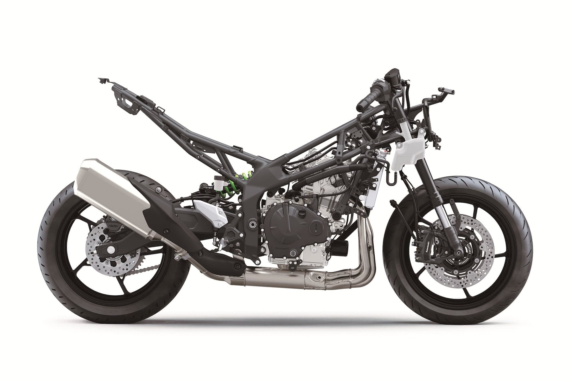 Kawasaki Ninja ZX-4R / ZX-4RR Review — The Return of the Heyday of Small Fours 7 Kawasaki Ninja ZX-4RR trellis frame and exposed chassis