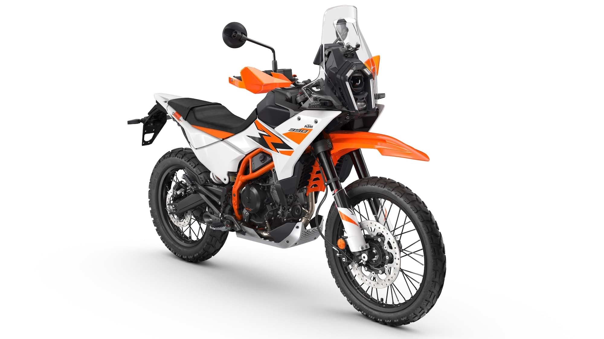 CFMOTO 450MT Review — Popular for a Reason 4 2025 KTM 390 Adventure R in white from the right front