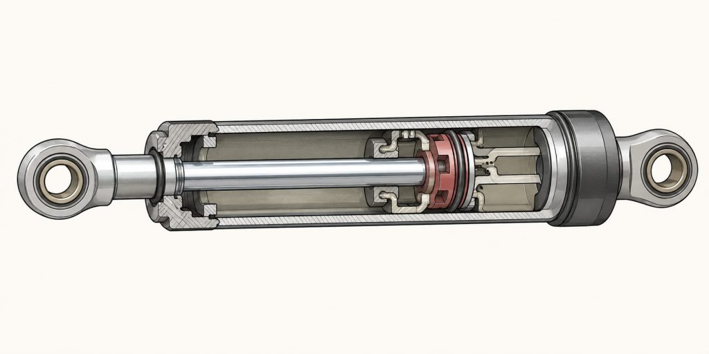 Steering Damper vs Dampener? Case Resolved, Forever 1 Technical cutaway illustration of a motorcycle steering damper