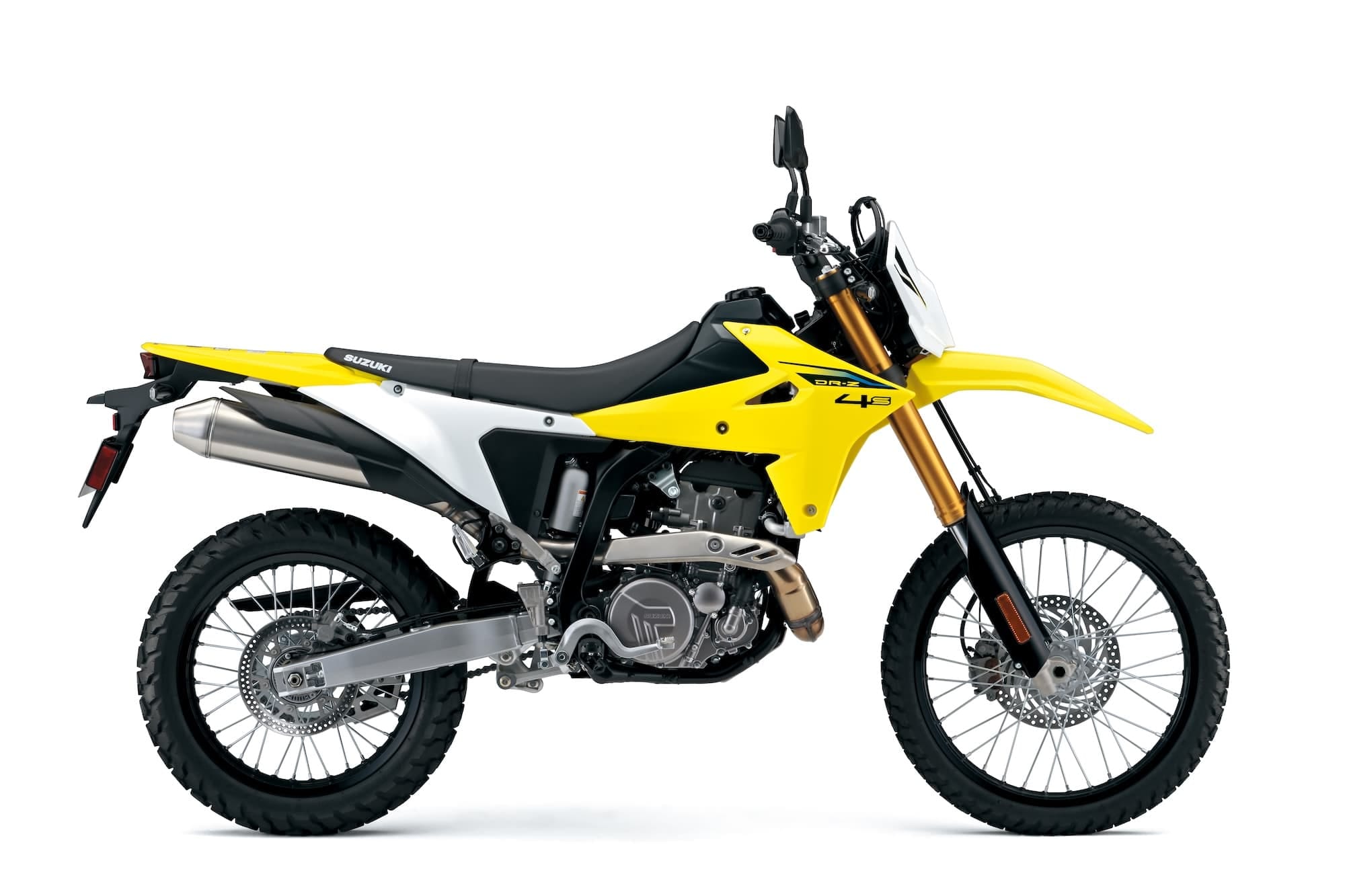 Suzuki DR-Z4S and DR-Z4SM Buyer’s Guide — Somewhat Modern, Still a DR-Z 2 2025 Suzuki DR-Z4S in Champion Yellow, right side profile