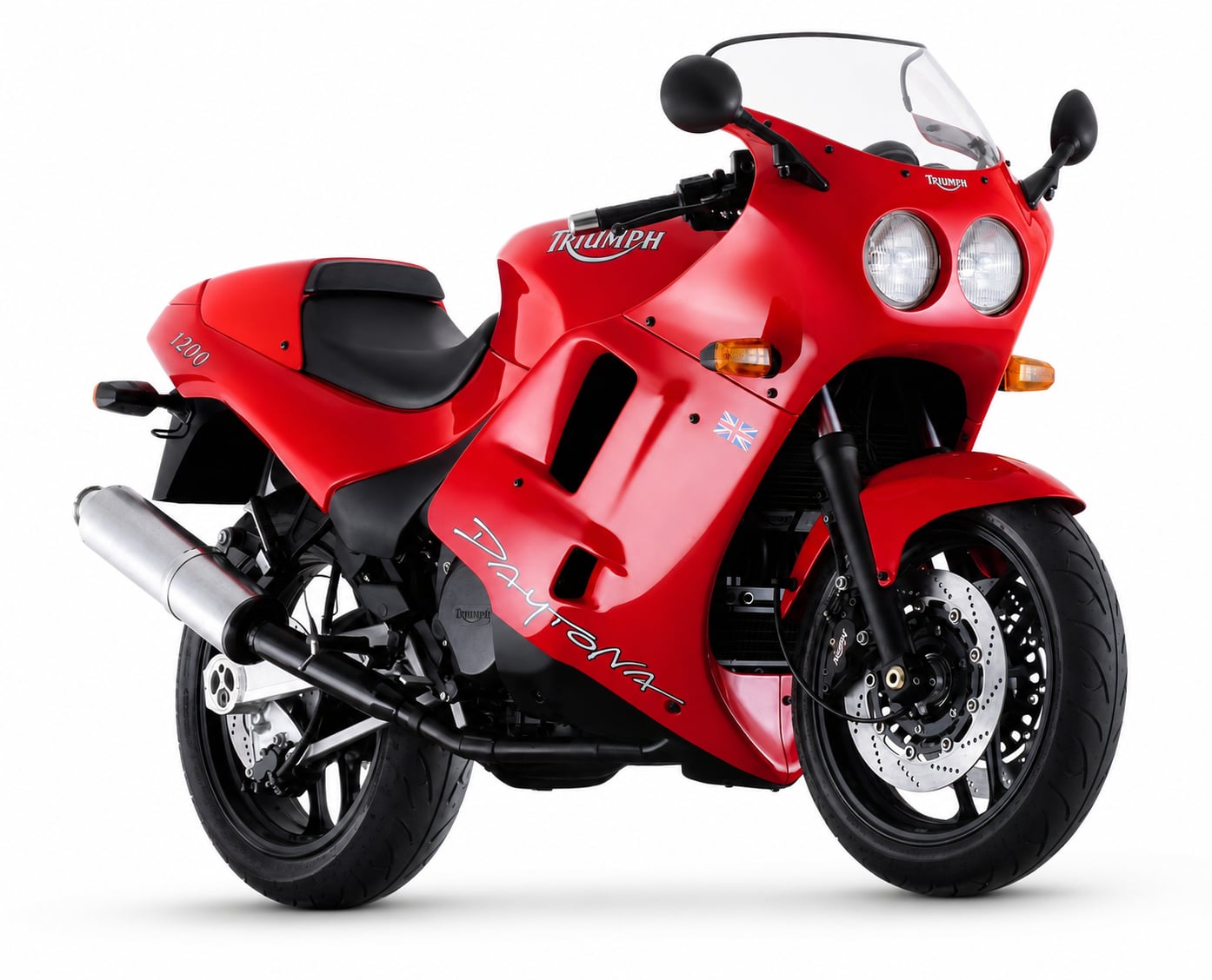 Triumph Daytona Model History and Buyer’s Guide (1967-2026) 6 Red 1993-1997 Triumph Daytona 1200 in a studio