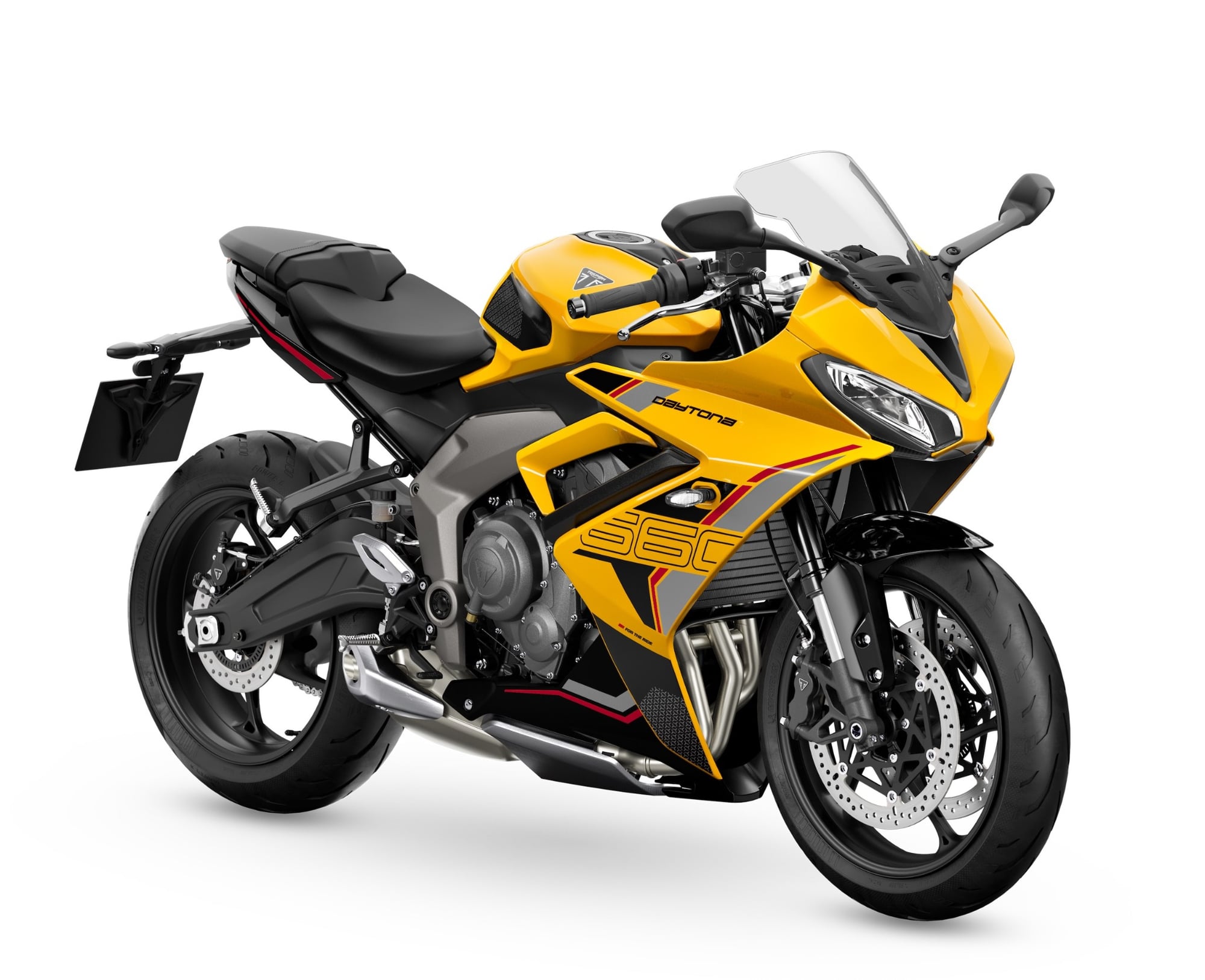 Triumph Daytona Model History and Buyer’s Guide (1967-2026) 22 Cosmic Yellow 2026 Triumph Daytona 660 in a studio