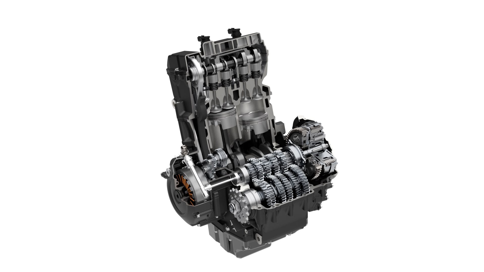 Suzuki GSX-8S, GSX-8R, GSX-8T and GSX-8TT Buyer’s Guide 3 Cutaway view of the Suzuki GSX-8 776 cc parallel-twin engine and six-speed gearbox
