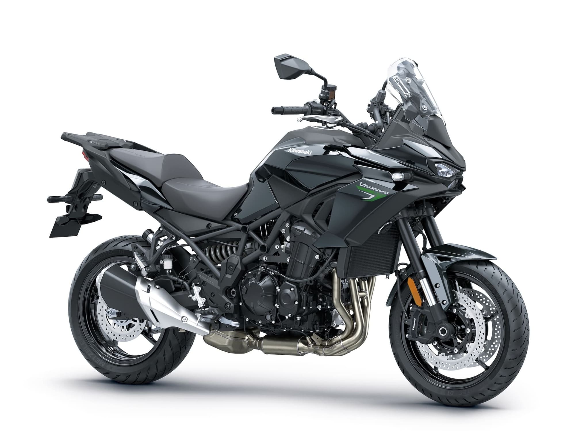 2027 Kawasaki Versys 900 — Radar Cruise Comes to the Middleweights 6 Black Kawasaki Versys 900 studio photograph