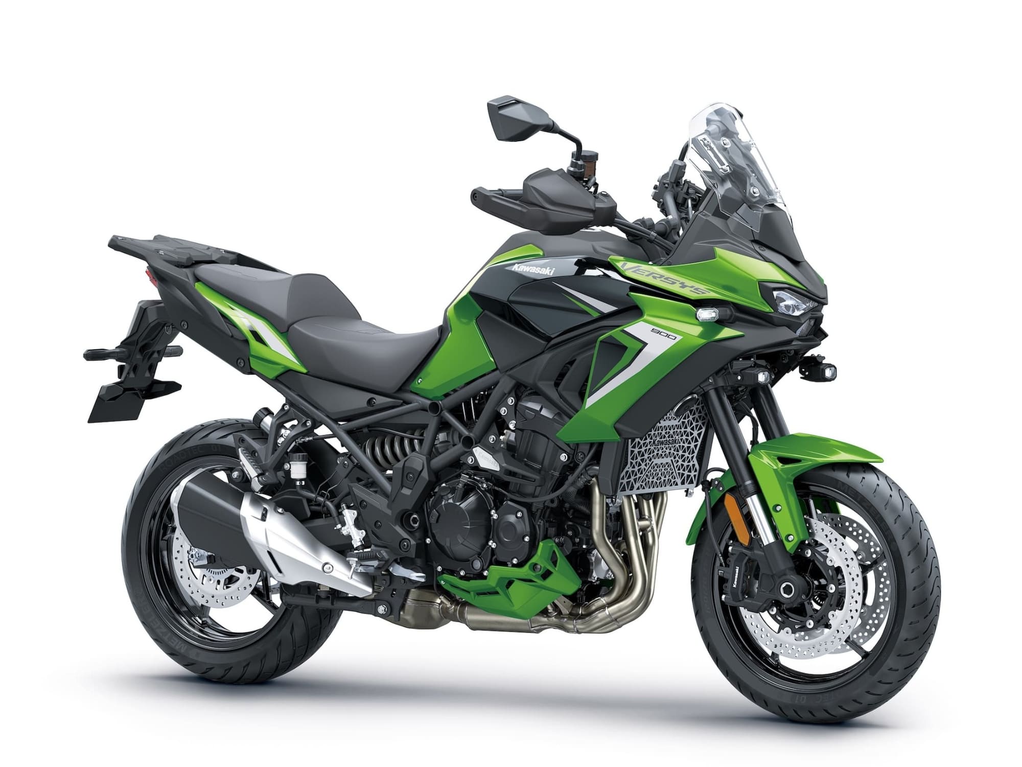 2027 Kawasaki Versys 900 — Radar Cruise Comes to the Middleweights 5 Green Kawasaki Versys 900 SE studio photograph