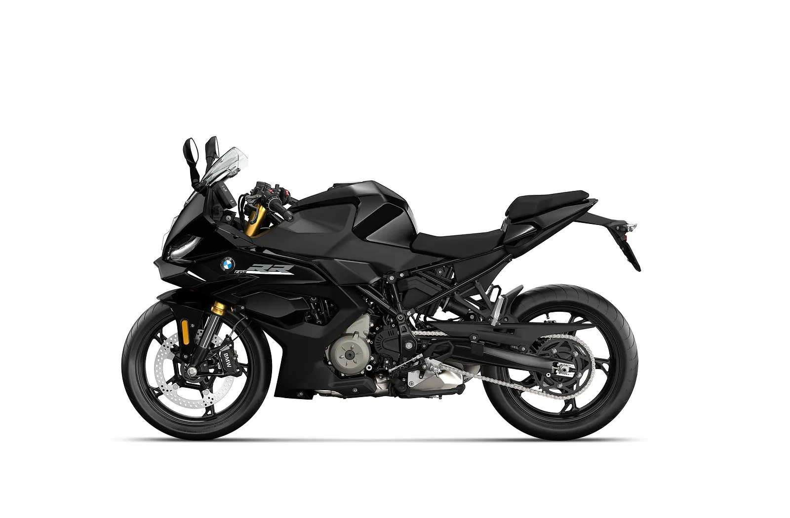 BMW 450 Motorcycles Buyers Guide 4 BMW F 450 RR Base in Cosmic Black, left-side studio view