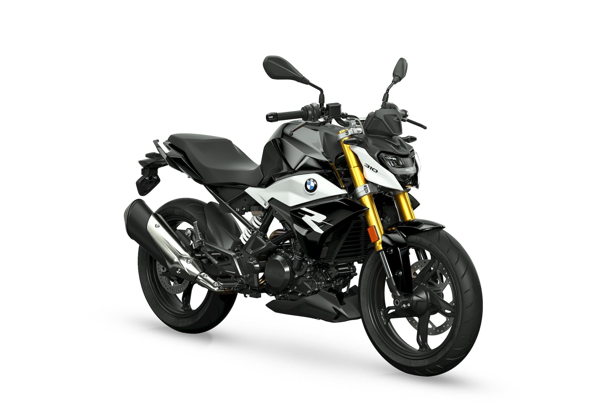 BMW F 450 R vs G 310 R: What changed? 2 Updated BMW G 310 R with LED headlamp in a front three-quarter studio view