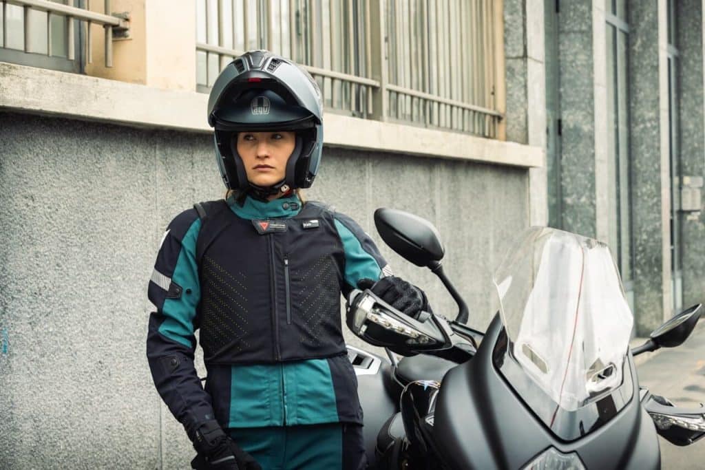 Motorcycle Airbag Vests Explained and Compared 1 Rider wearing a Dainese Smart Air motorcycle airbag vest